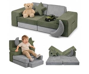 Relaxdays Sofá Modular Infantil, Gris-Verde