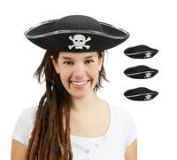 Relaxdays Sombrero pirata para adultos en set de 4 blanco,negro,plata
