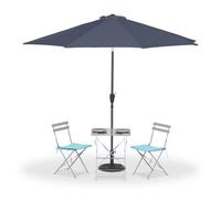 Relaxdays Sombrilla, Ø 300 cm, Plegable, con Manivela y Funda, Parasol Redondo de Jardín, Balcón, Terraza, Antracita, Hierro