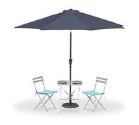 Relaxdays Sombrilla, Ø 300 cm, Plegable, con Manivela y Funda, Parasol Redondo de Jardín, Balcón, Terraza, Antracita, Hierro