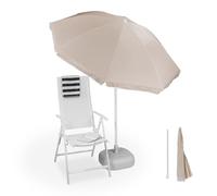 Relaxdays Sombrilla, diámetro 180 cm, Altura Regulable, inclinable, sombrilla para balcón, Redonda, poliéster, Acero, sombrilla de Playa, Color Beige