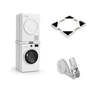 Relaxdays Soporte Ajustable para Secadora en Lavadora con Estante Blanco, 8,5 x 72 x 72 cm