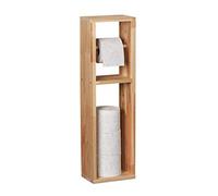 Relaxdays Soporte Baño, Madera Nogal, Montaje a la Pared o de Pie, Porta Rollos Recambio, 70x20x13 cm, Natural, 1 Unidad
