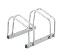Relaxdays Soporte para Bicicletas, Aparcamiento 2 Bicis, para Ruedas de hasta 60 mm, Montaje Suelo, Metálico, Plateado