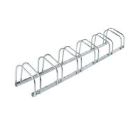 Relaxdays Soportes Bicicleta Suelo, para 6 Bicis, Ancho de Neumático hasta 60 mm, Metálico, Garaje, Portabicis, Plateado, Acero, 27 x 163,5 x 33 cm