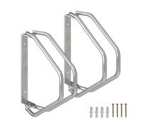 Relaxdays Soporte Bicicletas, Set de 2, Montaje Pared, Acero, Portabicicletas Giratorio en 180°, para 1 Bici, Plateado, 32,5 x 9 x 29,5 cm