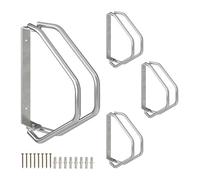 Relaxdays Soporte Bicicletas, Set de 4, Montaje Pared, Acero, Portabicicletas Giratorio en 180°, para 1 Bici, Plateado