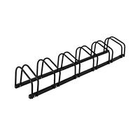 Relaxdays Soporte Bicicletas Suelo, para 6 Bicis, Neumáticos hasta 60 mm, Metálico, Garaje, Aparcabicicletas, Negro, Acero, 27 x 163,5 x 33 cm