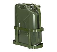 Relaxdays Soporte Bidón Gasolina Coche, 10 y 20 L, Garrafa Gasóleo Reserva, Transporte Combustible, Hierro, Verde