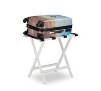 Relaxdays Soporte blanco y plegable para maletas blanco,negro