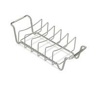 Relaxdays Soporte Costillas Barbacoa 2 en 1, Acero, Plateado, 11,5 x 44,5 x 18,5 cm