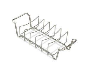 Relaxdays Soporte Costillas Barbacoa 2 en 1, Acero, Plateado, 11,5 x 44,5 x 18,5 cm
