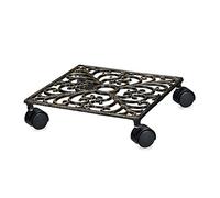 Relaxdays Soporte cuadrado con ruedas para plantas, hierro fundido, para exterior, 7,5 x 27,5 x 27,5 cm, 1,6 Kg, bronce