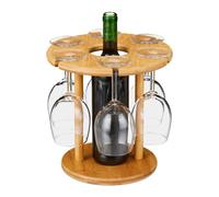 Relaxdays Soporte de bambú para 6 copas de vino marrón claro