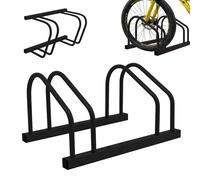 Relaxdays Soporte para 2 Bicicletas, Montaje en Suelo o Pared, neumáticos hasta 65 mm, Acero Negro 27x51x34 cm