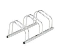 Relaxdays Soporte de bicicletas triple para suelo plata