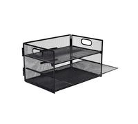 Relaxdays Soporte de Documentos, Metal, 3 Compartimentos, Oficina, HBT: 20,5 x 32,5 x 23,5 cm, Organizador Negro.