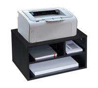 Relaxdays Soporte Impresora para Escritorio, Estante Sobremesa 3 Baldas para Papel y Cartuchos, 22,5x40x30 cm, Negro, Tablero de Fibras