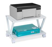 Relaxdays Soporte de Impresora, 2 Estantes, Carrito Móvil para Scanner, 28 x 44 x 28,5 cm, con Ruedas, Blanco, Hierro, 28 x 44 x 28.5 cm