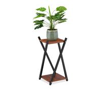 Relaxdays Soporte de macetas con 2 baldas marrón,negro