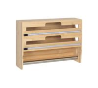 Relaxdays Soporte de pared rollos de cocina marrón claro,plata