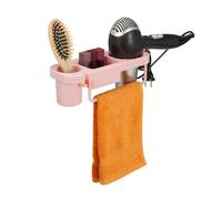 Relaxdays Soporte de secador de pelo para pared fucsia