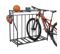 Relaxdays Soporte de suelo para bicis con cesta negro