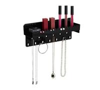 Relaxdays Soporte Expositor de Joyas Pared para Collares, Pendientes y Pulseras, Colgador con Balda, 12 x 30 x 8 cm, Negro, 12x30x8 cm