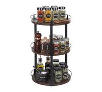 Relaxdays soporte giratorio especias, 3 niveles, marrón/negro | Rotación 360°, anticaídas, 46×28 cm, aceite & vinagre