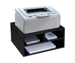 Relaxdays Soporte Impresora para Escritorio, Organizador, 3 Baldas para Papel y Cartuchos, 22,5 x 47 x 40 cm, Negro