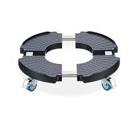 Relaxdays Soporte Macetas con Ruedas, Bandeja Maceteros Extensible, Ø 40-57,5 cm, Plástico, máx. 200 kg, Gris Oscuro