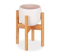 Relaxdays Soporte Macetas, Pie para Plantas, Hasta 32 cm, Patas Macetero, Ajustable, Bambú, 1 Ud., 35,5 cm, Marrón Claro