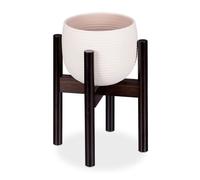 Relaxdays Soporte Macetas, Pie para Plantas, Patas Macetero, Ajustable hasta 32 cm, Bambú, 1 Ud., 35,5 cm, Marrón Oscuro
