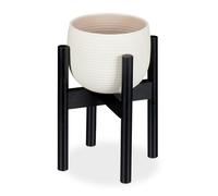 Relaxdays Soporte macetas de bambú negro negro