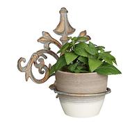 Relaxdays Soporte Macetas Pared de Estilo Barroco, Hierro Fundido, Dorado-Gris, Ø 13,5 cm