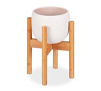 Relaxdays Soporte Macetas, Pie para Plantas, Hasta 32 cm, Patas Macetero, Ajustable, Bambú, 1 Ud., 35,5 cm, Marrón Claro