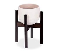 Relaxdays Soporte Macetas, Pie para Plantas, Patas Macetero, Ajustable hasta 32 cm, Bambú, 1 Ud., 35,5 cm, Marrón Oscuro