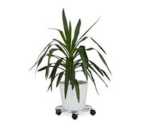 Relaxdays Soporte Macetas Ruedas Redondo, con Freno, Acero, Plateado, 6 x 32 x 32 cm