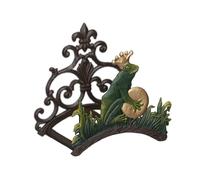 Relaxdays Soporte Manguera Pared, Cuelgamangueras Estilo Vintage con Rey Rana, 23x24x15 cm, Hierro Fundido, Multicolor, 13x27x15,5 cm