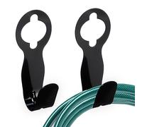 Relaxdays Soporte Manguera de Pared o Grifo, Pack de 2, Cuelgamangueras Jardín, para hasta 30 m, 23 x 9 x 9 cm, Negro, Hierro
