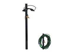 Relaxdays Soporte manguera jardín con grifo negro negro