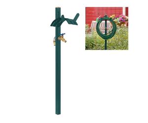 Relaxdays Soporte manguera jardín con grifo verde oro,verde