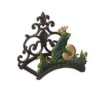 Relaxdays Soporte Manguera Pared, Cuelgamangueras Estilo Vintage con Rey Rana, 23x24x15 cm, Hierro Fundido, Multicolor, 13x27x15,5 cm