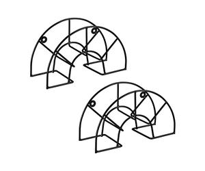 Relaxdays Soporte Manguera Pared, Pack de 2, Cuelgamangueras Jardín, 19 x 30,5 x 13,5 cm, para hasta 45 m y 5/8", Negro
