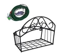 Relaxdays Soporte mangueras de pared jardín negro