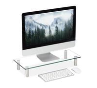 Relaxdays Soporte monitor cristal plata,transparente