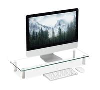 Relaxdays Soporte monitor cristal plata,transparente