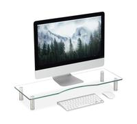 Relaxdays Soporte monitor cristal plata,transparente