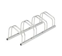 Relaxdays Soporte Bicicletas Suelo para 4 Bicis, Neumáticos hasta 50 mm, Metálico, Garaje, Aparcabicicletas, Plateado, Acero, 26 x 103 x 33.5 cm