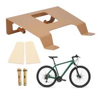 Relaxdays Soporte Mural Bici, hasta 30 kg, 9,5x35x30,5 cm, Color | Bandeja y ganchos, soporte bici 3 en 1, acero y madera, moderno, sótano, recibidor